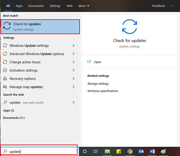 huong dan tat update win 10 5 Tìm kiếm chức năng Check for update