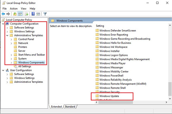 huong dan tat update win 10 8 Theo đường dẫn để tìm đến mục Windows Update
