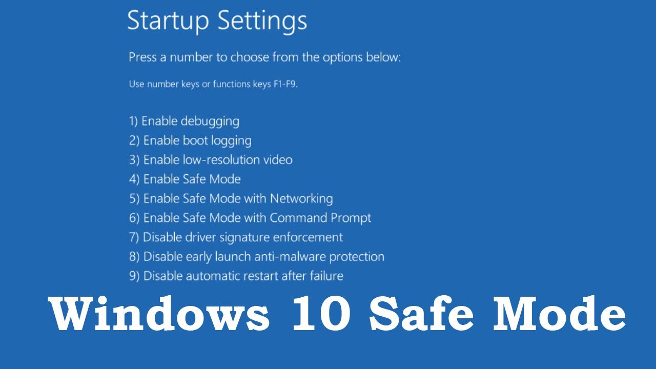 safe mode win 10